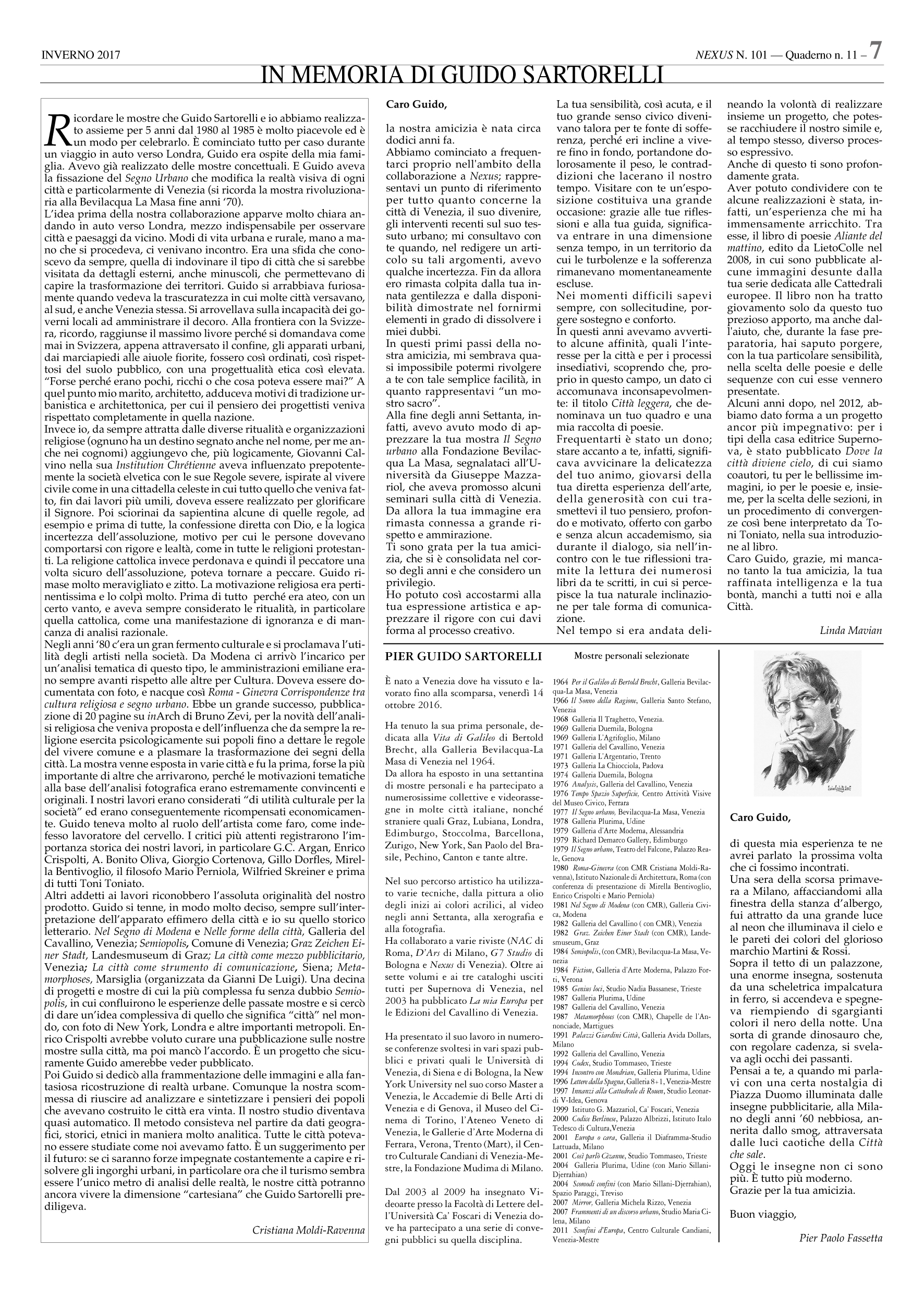 Guido Sartorelli Rivista Nexus Artista Arte Concettuale Venezia 2017